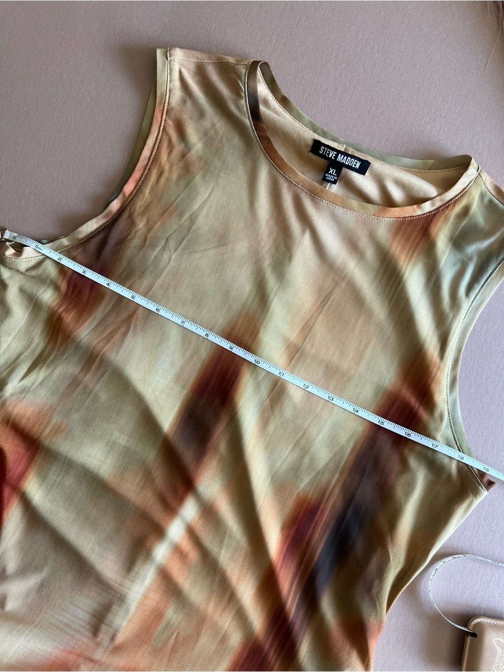 Steve Madden Marenne Pleated Abstract Mesh Midi Dress XL - Picture 7 of 11